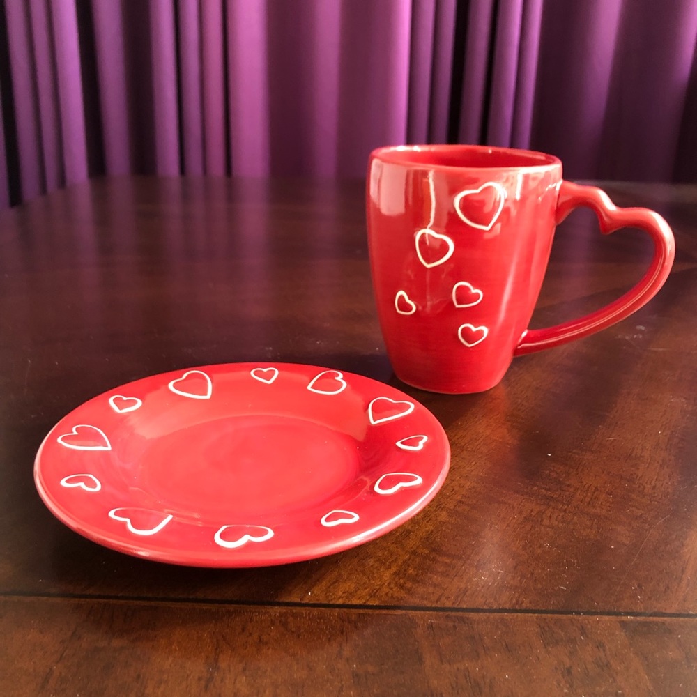 Valentine Hearts Mug & Matching Plate